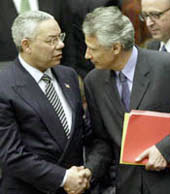 Face à Face Powell De Villepin en Mars 2003 à l'ONU
